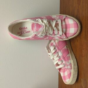 Gola for J Crew Classic Pink & White Gingham Sneakers Women US 7